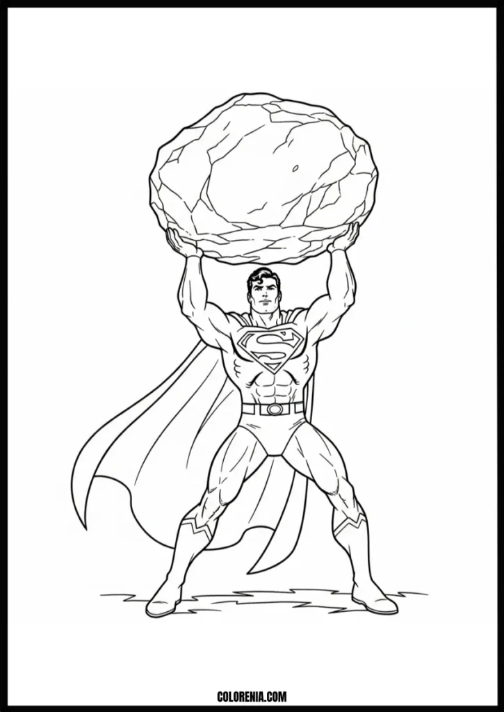 Strong_Superman_Lifting_Rock_Free_Printable_Superhero_COLORING_PAGES_for_Kids