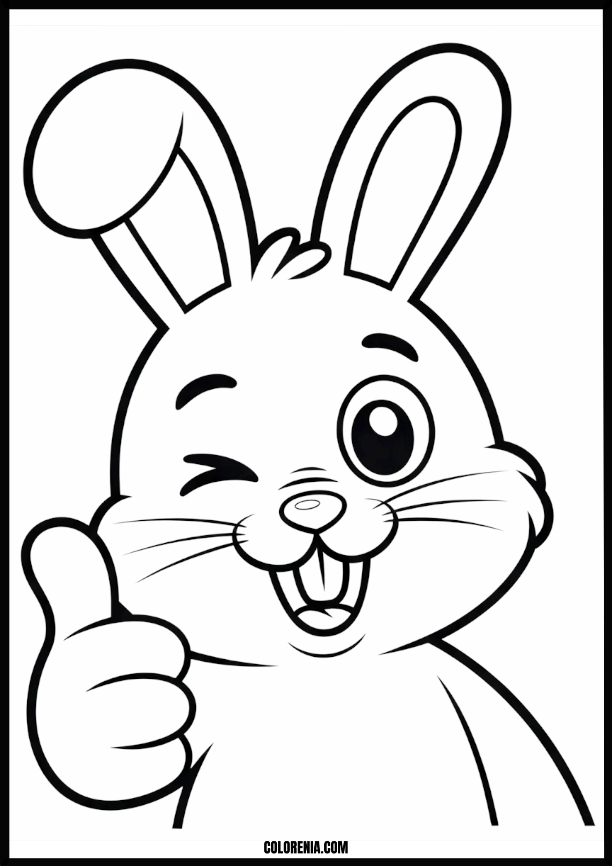 Winking Bunny Thumbs Up Printable Coloring Page Coloring page of winking bunny thumbs up