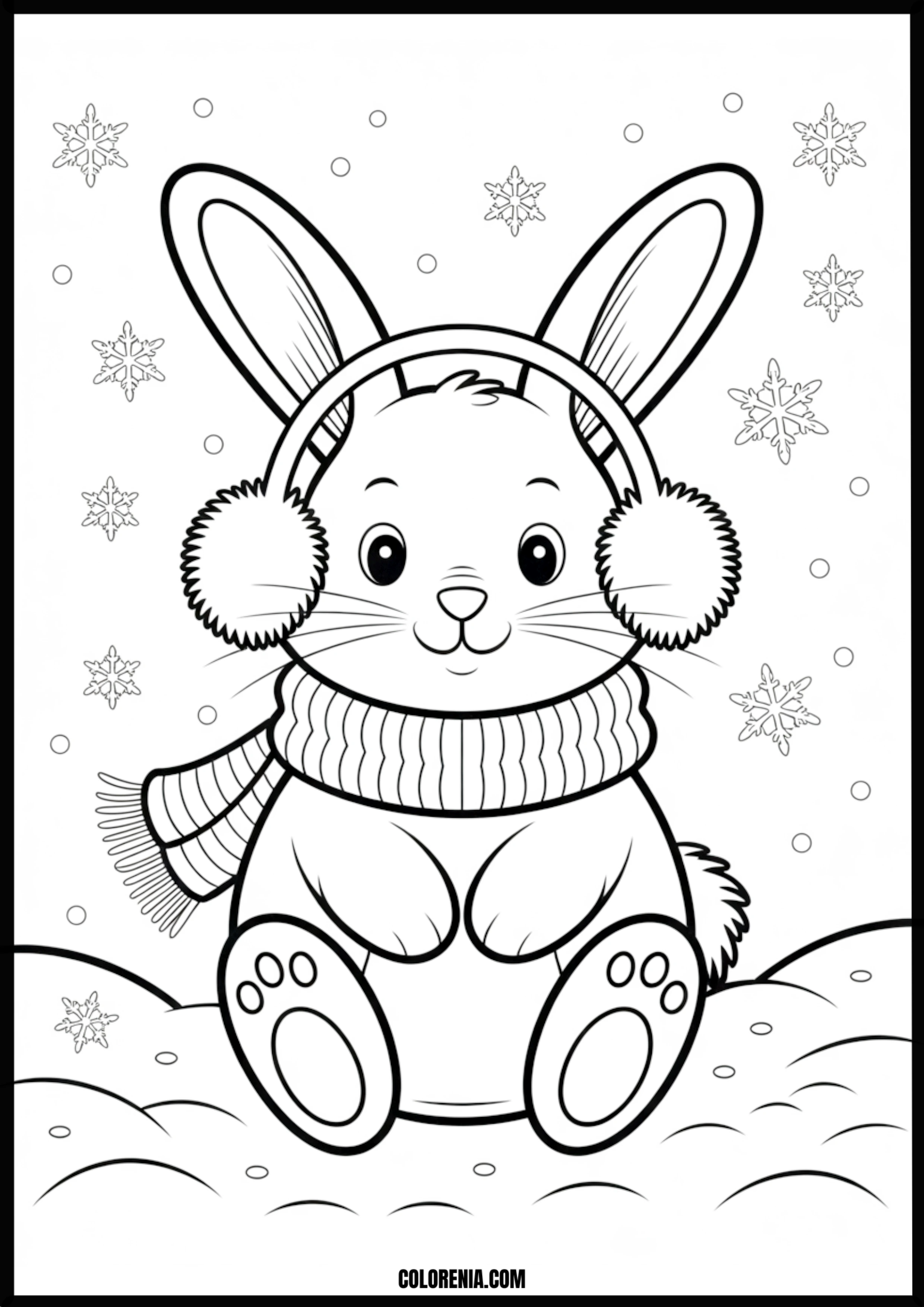 Winter Bunny Printable Coloring Page Coloring page of winter bunny