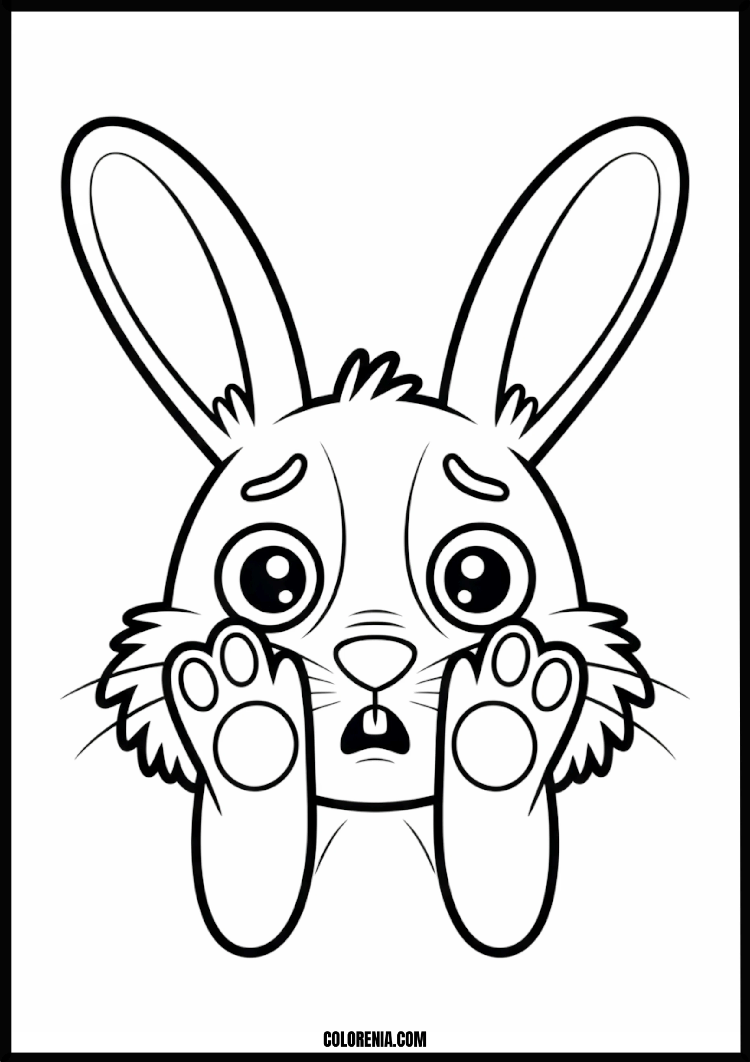 Worried Bunny Paws Up Printable Coloring Page Coloring page of worried bunny paws up