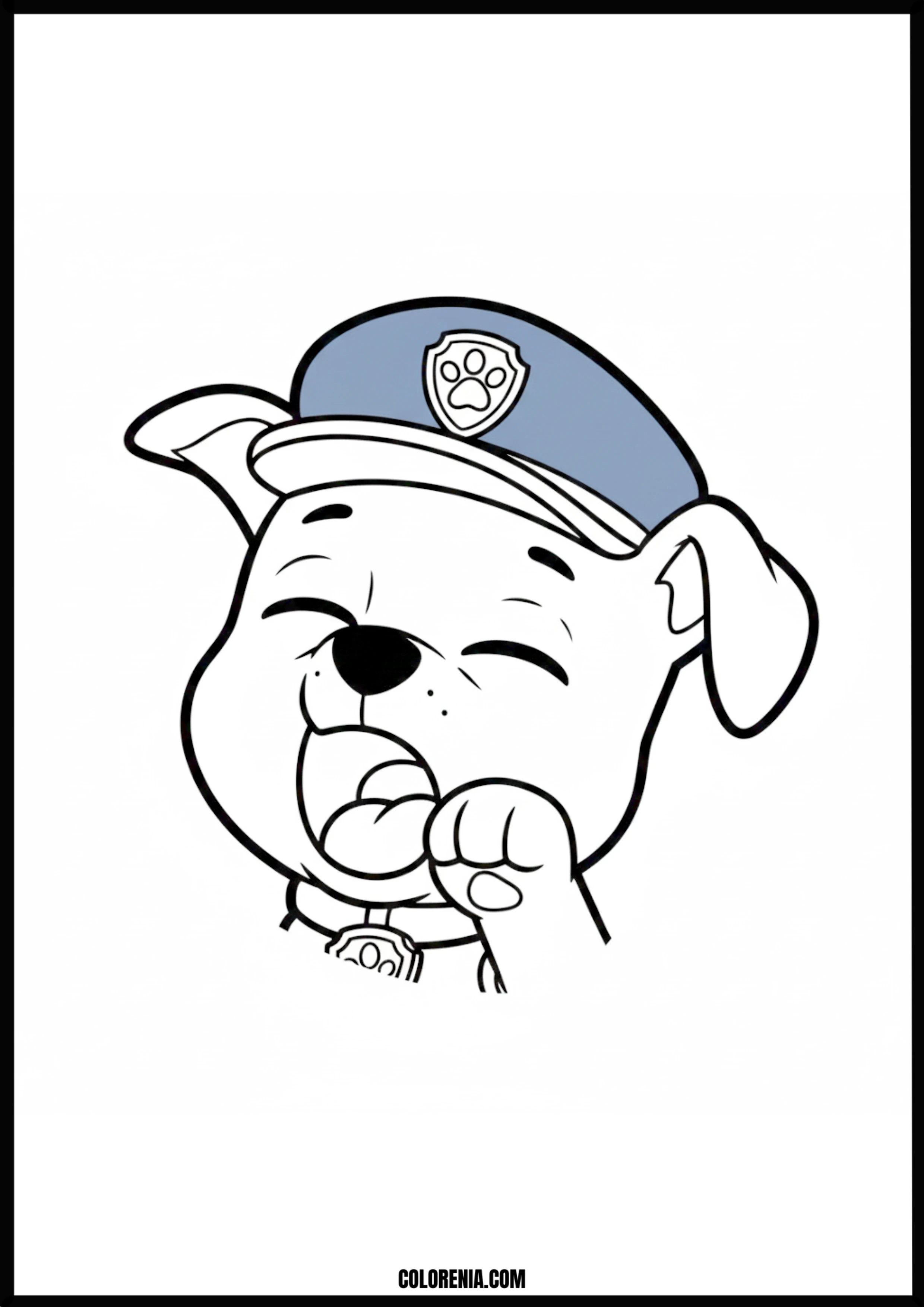 Yawning Police Puppy Coloring Page
